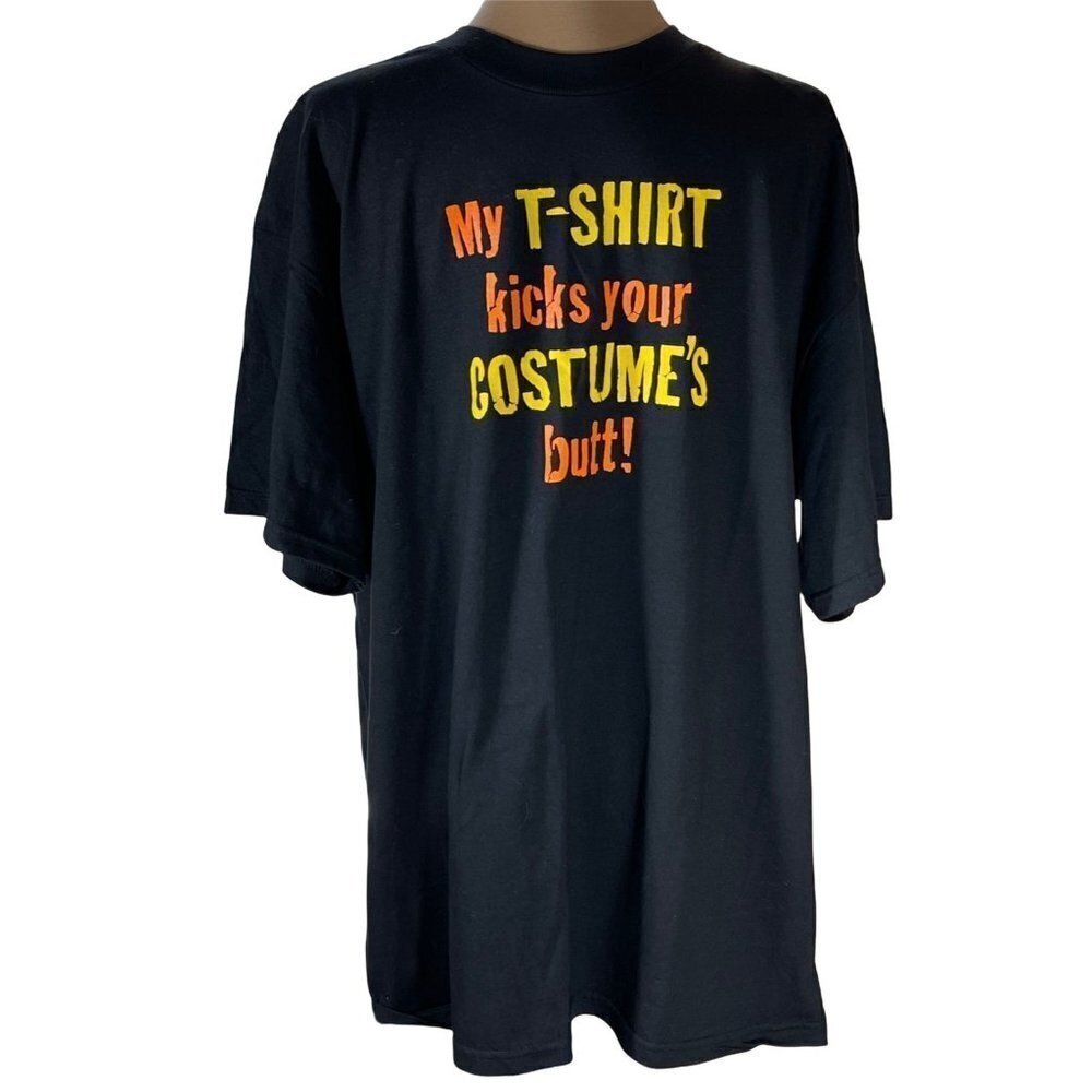 NWT Halloween Novelty Costume T-Shirt with front spell-out Black Orange XL